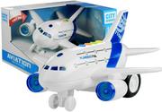 Samoloty i helikoptery - Lean Toys Duży Samolot z Napędem Świeci Gra Biały 1:120 - miniaturka - grafika 1