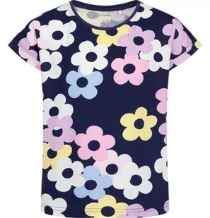 T-shirt z krótkim rękawem dla dziewczynki, w kwiaty, granatowy 3-8 lat - Bluzki dla dziewczynek - miniaturka - grafika 1