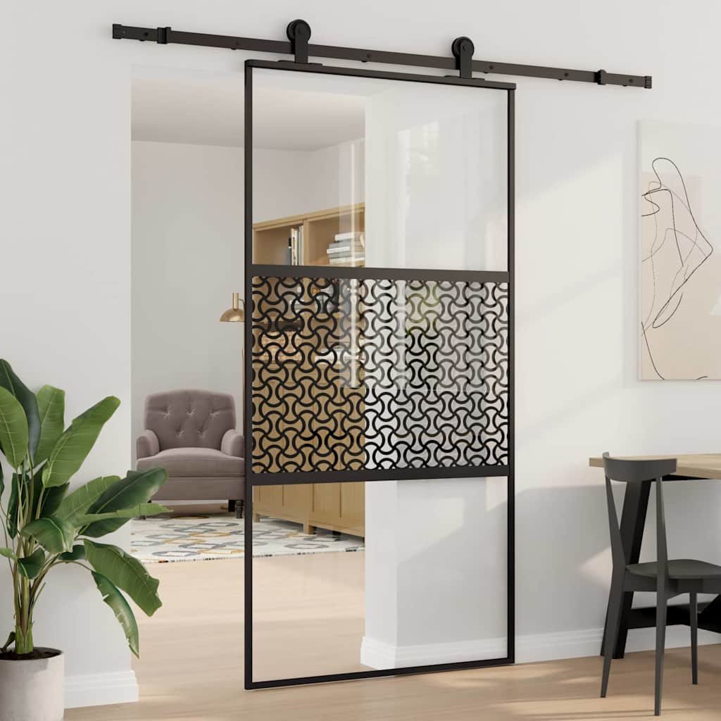 vidaXL Drzwi przesuwne Czarny 102.5 x 205 cm