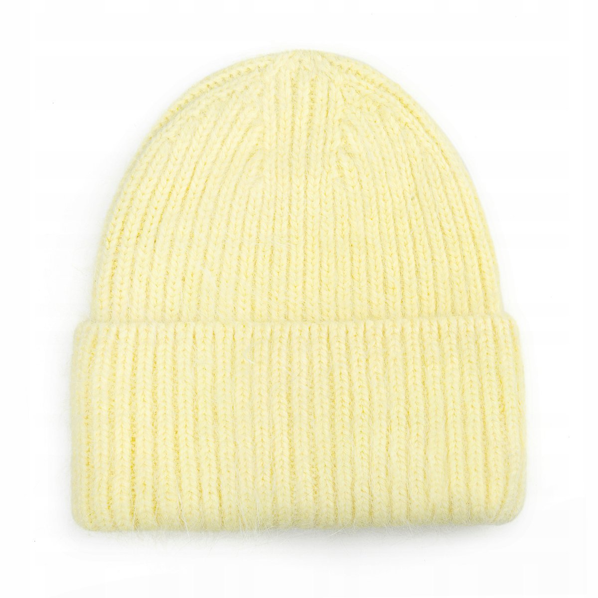 CZAPKA BEANIE DAMSKA WEŁNIANA WEŁNA ZIMOWA NA ZIMĘ 60% Angora ŻÓŁTA