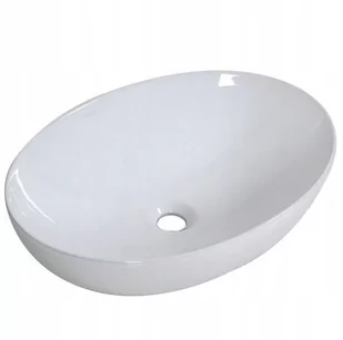 Umywalka Nablatowa Ceramiczna Stawiana Biała Owal - Umywalki - miniaturka - grafika 1