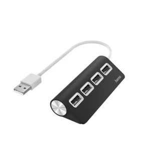 HAMA HUB USB 4 x USB 2.0 Czarny - Pozostałe akcesoria sieciowe - miniaturka - grafika 1