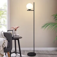 Oprawy, klosze i abażury - ZMH Lampa Podłogowa Czarna 1 Płomienna Nowoczesna Lampa Podłogowa E27 Vintage Lampa Podłogowa Z Białymi Szklanymi Kloszami Przełącznik Nóżkowy Metalowa Do Salonu Sypialni Biura - miniaturka - grafika 1