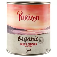 Mokra karma dla psów - Korzystny pakiet Purizon Organic, 12 x 800 g - Wołowina i kurczak z marchewką - miniaturka - grafika 1