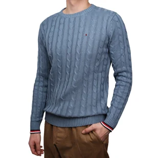 Sweter męski Tommy Hilfiger CABLE KNIT MW0MW13382 C9T S - Swetry męskie - miniaturka - grafika 1