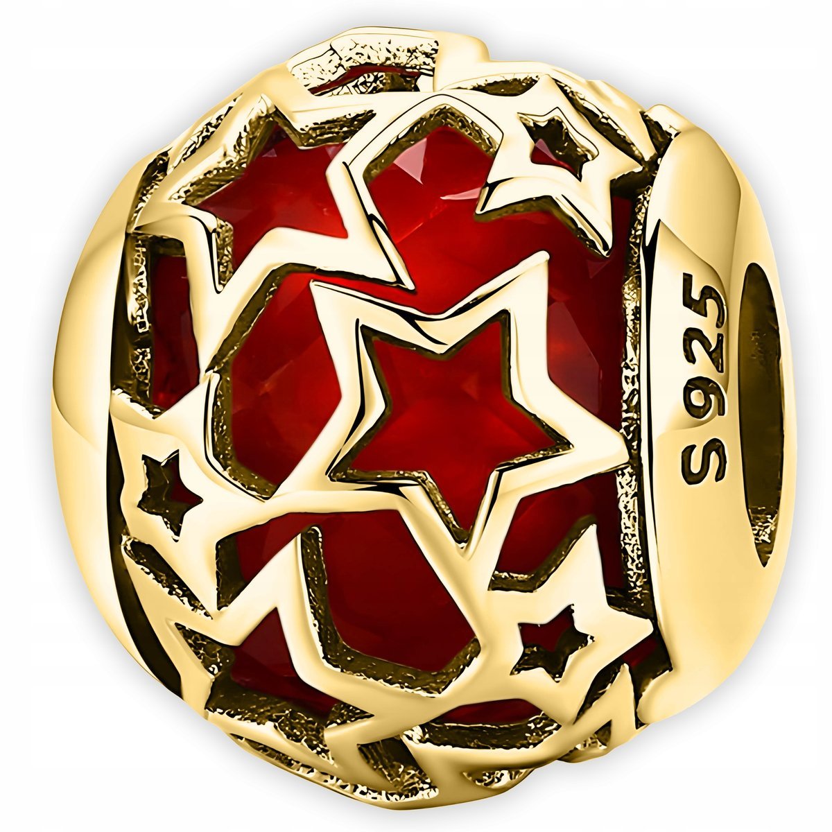 CHARMS ZŁOTY z Gwiazdkami POZŁACANY 585 Kosmos Gwiazdy Kryształ SREBRO 925