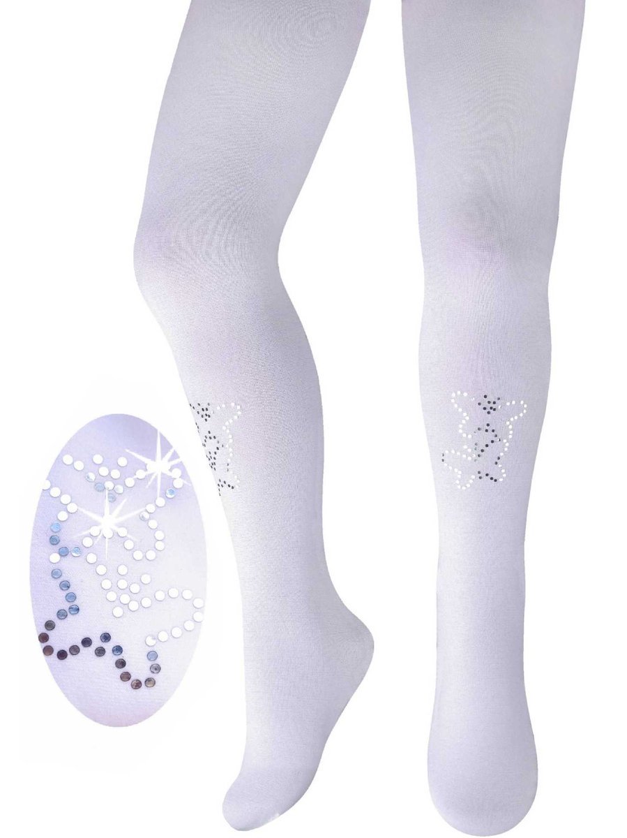 Dziewczęce rajstopy mikrofibra dżety białe Milusie r.128/134