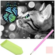 Zabawki kreatywne - Haft Diamentowy Obraz Na Ścianę Kotek I Motylek Zrób To Sam Wyklajanka Robótki Ręczne Zabawki Plastyczne Kreatywne - miniaturka - grafika 1