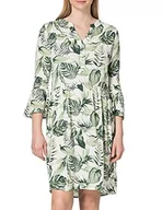 Sukienki - Timezone Damska sukienka w stylu boho z nadrukiem, Green White Philo Leaves, XL - miniaturka - grafika 1