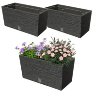 Donice - 2x Doniczka 12L skrzynka balkonowa 39,5x19,5 cm antracyt + pojemny wkład 8L - miniaturka - grafika 1