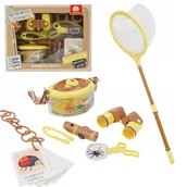 Mały naukowiec - Zestaw Małego Odkrywcy – Edukacyjny Zestaw Przyrodniczy z Siatką na Motyle, Lornetką, Gwizdkiem, Lupą i Pojemnikiem na Owady, Karty Edukacyjne, Prez.. - miniaturka - grafika 1