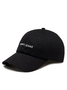Tommy Jeans Czapka z daszkiem Linear Logo AW0AW15845 Czarny - Czapki damskie - miniaturka - grafika 1