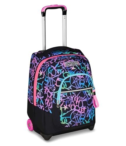 Seven Wózek szkolny stały, fuksja, 2 w 1, podwójne zastosowanie, wózek i plecak, plecak szkolny podróżny, dziewczęcy, Różowy, Taglia unica, nowoczesny