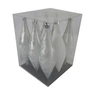 Bombki - Bombki plastikowe sopelki 14cm 9 szt. biało srebrne - miniaturka - grafika 1
