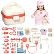 Zabawy w naśladowanie dorosłych - ZESTAW MAŁEGO LEKARZA HIPPO LEKARSKI DLA DZIECI ZABAWKI EDUKACYJNE (58 EL.) - miniaturka - grafika 1