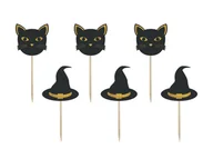 Halloween - Pikery na tort Czarownica i kot - 6 szt. - miniaturka - grafika 1