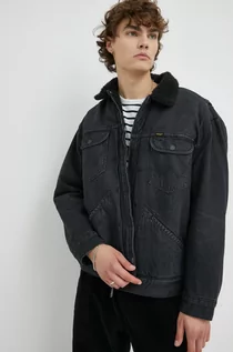 Kurtki męskie - Wrangler kurtka jeansowa męska kolor czarny zimowa - grafika 1