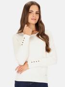 Swetry damskie - Biały gładki sweter L'AF Sana - miniaturka - grafika 1