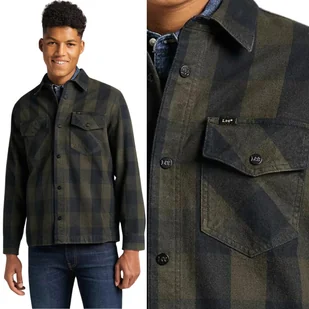 Lee OVERSHIRT Serpico Green KOSZULA KURTKA KATANA W KRATĘ REGULAR S - Koszule męskie - miniaturka - grafika 1