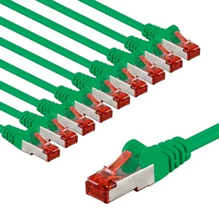 goobay 66015 CAT6 kabel sieciowy w zestawie po 10 szt./kabel krosowy ekranowany S/FTP/CU Ethernet, PiMF, LSZH/Cat 6 kabel z 10 Gbits/zielony / 10 x 3 m - Kable miedziane - miniaturka - grafika 1