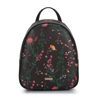 Torebki damskie - Damski plecak z ekoskóry klasyczny w kwiaty klasyczny - grafika 1