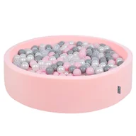 Suche baseny - KiddyMoon, suchy basen okrągły z piłeczkami 7cm 120x30 różowy: perła-szary-transparent-pudrowy róż 120x30/1000piłek - miniaturka - grafika 1