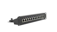Panele krosownicze - Patch panel RACK 10 cali kat.5e 12p FTP z półką 1U czarny NEKU - miniaturka - grafika 1
