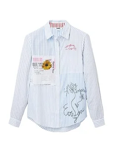 Desigual Damska koszulka, niebieski, XL - Koszulki i topy damskie - miniaturka - grafika 1