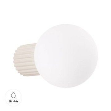 Lampa ścienna sufitowa beżowa ryflowana szklana biała kula 12cm IP44 Sollux