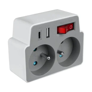 DPM Rozgałęźnik 2x2P+USB A USB C - Przedłużacze i rozgałęźniki - miniaturka - grafika 1