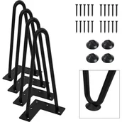 Zawiasy, okucia i inne akcesoria - Nogi stołu z 2 słupkami, odpowiednie do stolika kawowego, stołu jadalnego, stolika nocnego, wysokość 25 cm (czarne, 4 sztuki) - miniaturka - grafika 1