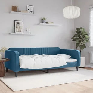 vidaXL Sofa z funkcją spania, niebieska, 100x200 cm, obita aksamitem - Sofy i kanapy - miniaturka - grafika 1