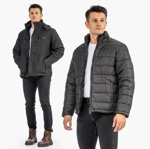 Kurtka Męska 3w1 Zimowa Przejściowa Pikowana Z Odpinanym Kapturem Czarna RMM-8839-1 Czarny 3XL - Kurtki męskie - miniaturka - grafika 1