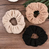 Ozdoby do włosów - TEMU 3 szt. Miękkie Gumki do Włosów – Elastyczne, Ciepłe Opaski na Zimę, Nieuszkadzające Włosów, Wielokolorowe (Czarny, Brązowy, Blond, Czerwony, - miniaturka - grafika 1