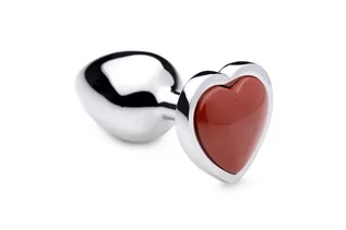 Korki analne - Booty Sparks Gemstones Red Jasper Heart Anal Plug Small - grafika 1