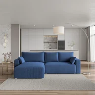 Pościel - Masseno Narożnik FORIL P z funkcją spania i pojemnikiem na pościel Kształt L, Rozkładana sofa, Rogówka - Niebieski, POSO 05 - miniaturka - grafika 1