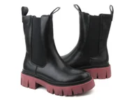 Botki damskie - Ocieplane botki, workery damskie na suwak - EVENTO 22BT35-5040, czarno-czerwone - Evento - miniaturka - grafika 1