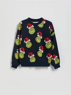 Bluzy dla chłopców - Reserved - Świąteczny sweter Grinch - granatowy - miniaturka - grafika 1