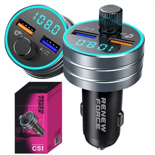 Transmiter SZYBKA ŁADOWARKA Bluetooth FM QC USB PD C51 - Transmitery FM - miniaturka - grafika 1