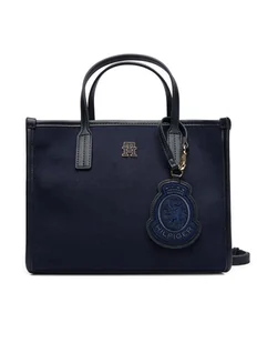 Tommy Hilfiger Torebka Th City Small Tote Melton AW0AW17852 Granatowy - Torebki damskie - miniaturka - grafika 1