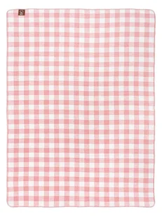Koc bawełniano-akrylowy 150x200 biały różowy w piknikową kratkę - Koce - miniaturka - grafika 1