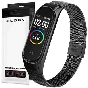 Bransoleta Milanese pasek Alogy stal nierdzewna do Xiaomi Mi Band 5/6/6 NFC Czarna - Akcesoria do smartwatchy - miniaturka - grafika 1