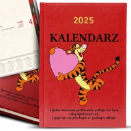 Kalendarze - KALENDARZ A5 2025 Czerwony Książkowy Prezent WINNIE THE POOH Cytaty Wzory - miniaturka - grafika 1