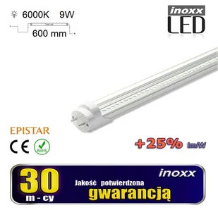 Świetlówka led 60cm 9w t8 6000k g13 zimna przezroczysta - Świetlówki - miniaturka - grafika 1