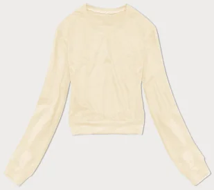 Cienka krótka bluza dresowa damska ecru (8B938-67+132) - J STYLE - Bluzy damskie - miniaturka - grafika 1