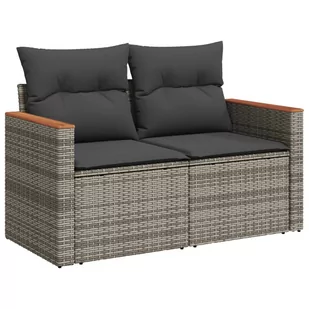 Sofa ogrodowa z poduszkami, 2-osobowa, szara, polirattan Lumarko! - Sofy ogrodowe - miniaturka - grafika 3