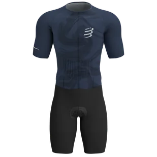 COMPRESSPORT Strój triathlonowy AERO SS TRISUIT indigo/print - Bielizna sportowa męska - miniaturka - grafika 1