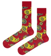 Skarpetki męskie - Temetyczne Skarpetki Bawełniane - Paisley na Czerwonym Tle - His Story - miniaturka - grafika 1