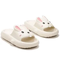Moda i Uroda OUTLET - Klapki Piankowe Gumowe Basenowe Ogrodowe Domowe Lekkie Wygodne Damskie Z Królikiem Beżowe 36/37 - miniaturka - grafika 1