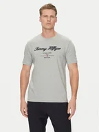 Koszulki męskie - Tommy Hilfiger T-Shirt Script Logo MW0MW33691 Szary Regular Fit - miniaturka - grafika 1